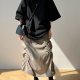 ManMans military green Japanese retro drawstring work skirt for women in spring new street A-line long skirt