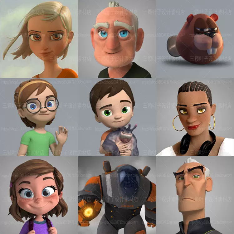 Maya欧美卡通动漫风人物怪物机甲3d模型 Rig绑定动画cg素材9213 Taobao