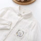 Small fresh cartoon cat embroidered double-layer cotton gauze long-sleeved white shirt for women in spring and autumn new loose casual shirt top