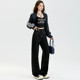 La Chapelle Puella Denning Black Straight Jeans for Women in Winter High Waist Narrow Wide Legs Slim Pants