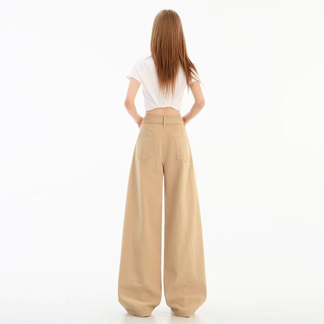 La Chapelle Puella American versatile wide-leg jeans for women 2025 new summer loose slim floor pants