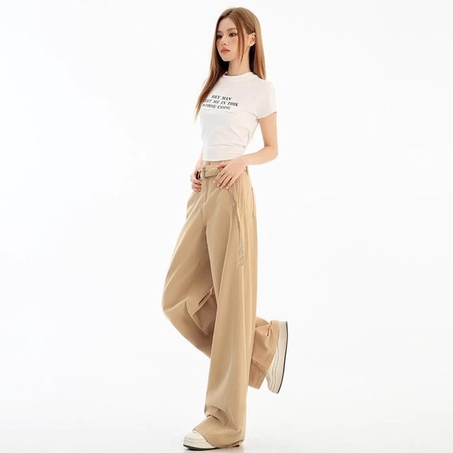 La Chapelle Puella American versatile wide-leg jeans for women 2025 new summer loose slim floor pants