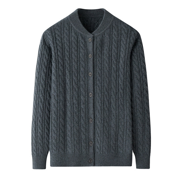 New autumn and winter style middle-aged and elderly mothers' mohua pure wool casual clothes stand collar thickened loose knit sweater jacket