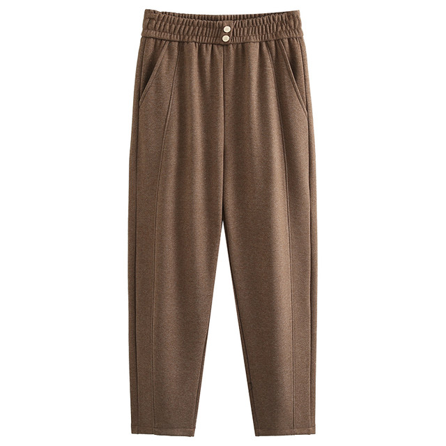 Extra large size mother's spring and autumn long pants casual high-waisted pants for middle-aged and elderly grandmothers small feet straight pants thick women