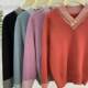 Winter loose large size middle-aged and elderly mother's clothing plus velvet thickened V-neck short sweater old lady grandma top for women