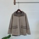 New autumn and winter style mother-wear knitted thick jacket top middle-aged and elderly lapel zipper tweed pocket cardigan women's clothing