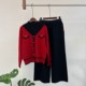 2025 autumn new half-high neck collar mother suit two-piece fake two-piece knit sweater middle-aged and elderly suits