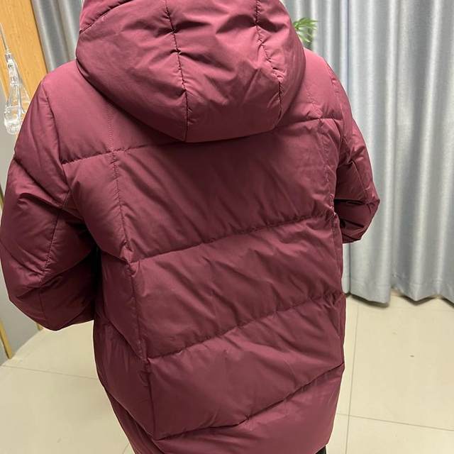 Winter mother's down jacket solid color coat thickened hooded mid-length zippered large size loose top for middle-aged and elderly people