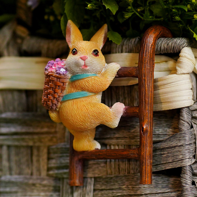 Cute little rabbit climbing ladder succulent flower pot pendant flower gardening flower insert balcony micro landscape fish tank decoration small ornaments