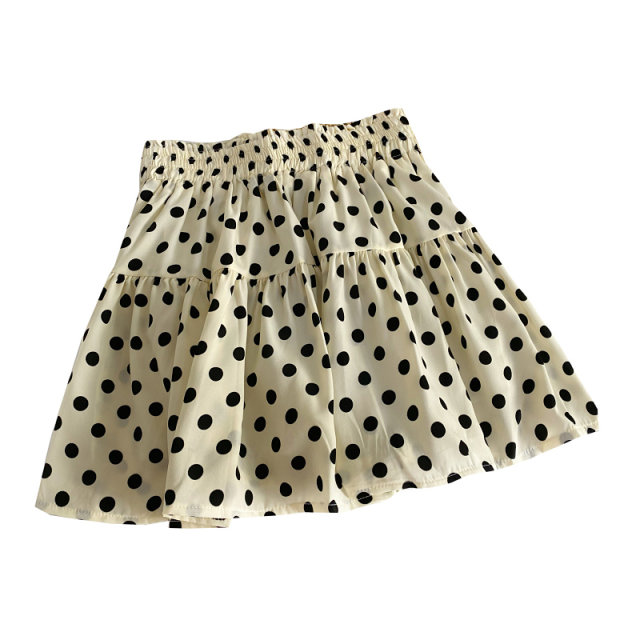 Sweet and small fresh floral ruffled skirts Summer new high -waisted versatile A -line light skirt female
