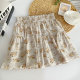 Sweet and small fresh floral ruffled skirts Summer new high -waisted versatile A -line light skirt female
