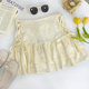 Design versatile side strap bow high waist ink printed ruffle cake skirt skirt short skirt women