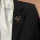 Golden hollow little fox high-end brooch for women's suit pin accessories Korean internet celebrity niche light luxury letter accessories