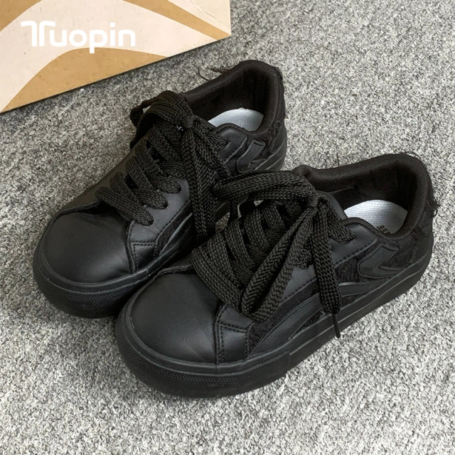 Read black thick-soled high-rise shoes for women 2025 new hot ins ...