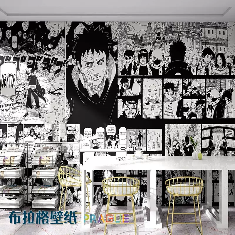日本动漫火影忍者壁纸黑白漫画卡卡西带土琳宿舍卧室拍照