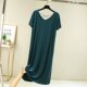 
Modal V-neck long dress summer thin slit short-sleeved T-shirt skirt loose home nightgown large size casual skirt