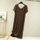 
Modal V-neck long dress summer thin slit short-sleeved T-shirt skirt loose home nightgown large size casual skirt