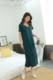 Summer large size Modal short -sleeved dress female new V -neck base pregnant women skirt loose casual long skirt