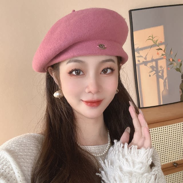 Korean Pink Beret Cap Purple Pink Korea Girls Fashion Beret Hat