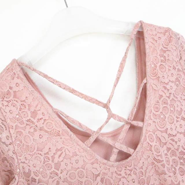 F21 authentic B-2-7-2-1 seven-point sleeve backless spring and autumn lace shirt for women 233621