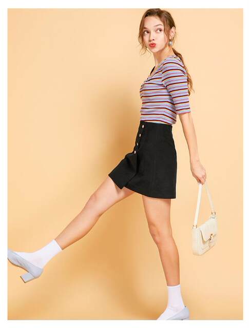 Cache counter genuine versatile commute asymmetric A -line skirt skirt spring autumn and winter OL skirt 2203011