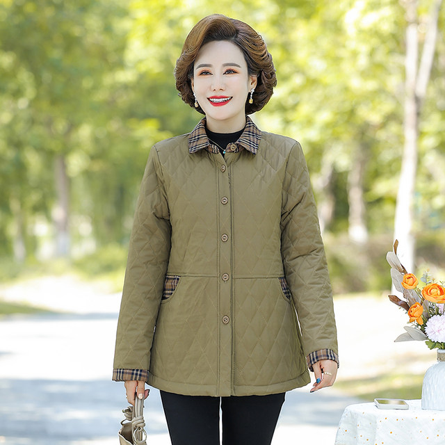 Autumn and winter cotton jacket middle -aged and elderly women with fertilizer increased size cotton jacket 200JIN [Jin is equal to 0.5 kg] fat mother jacket small cotton jacket
