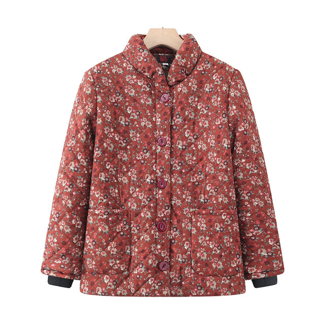 Middle-aged and elderly women plus velvet thickened cotton coat coat fat mother winter extra-large cotton coat grandma warm cotton jacket top
