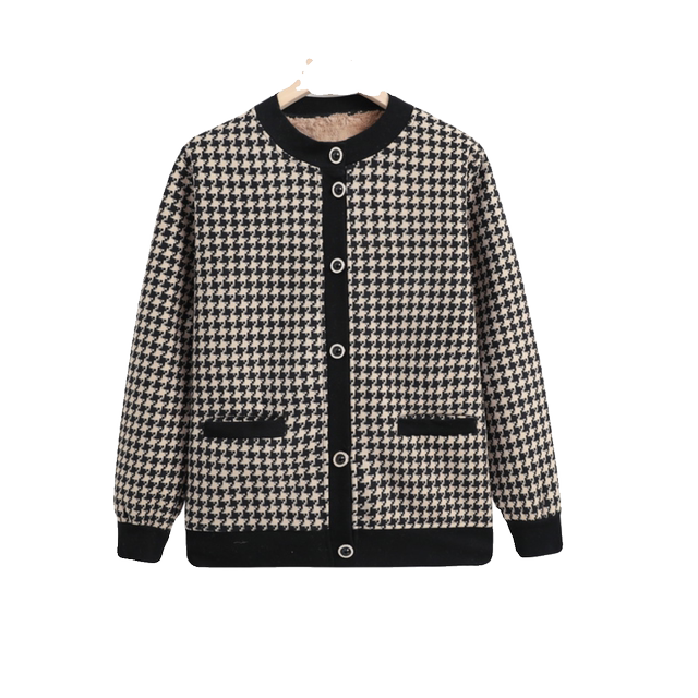 Middle -aged and elderly spring and autumn plus velvet jacket Large size Elderly women's winter women's top mothers old lady cardigan warm clothes
