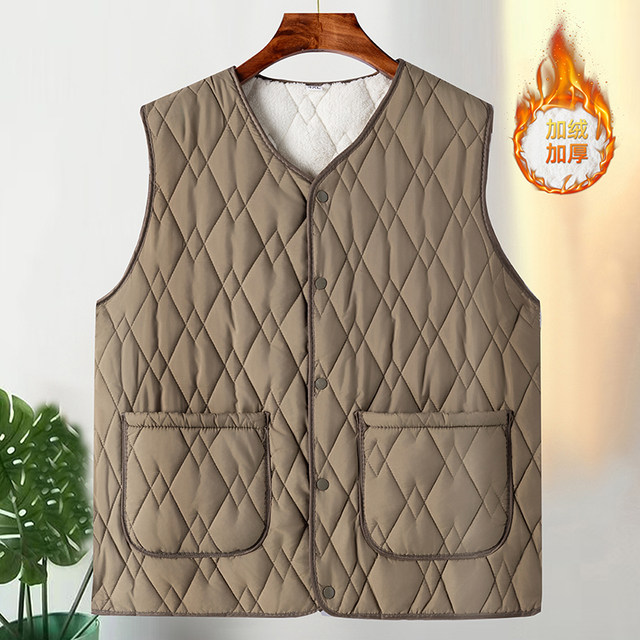 
Middle-aged and elderly female mothers autumn and winter clothing plus velvet vest plus fat large size loose grandma vest vest warm jacket