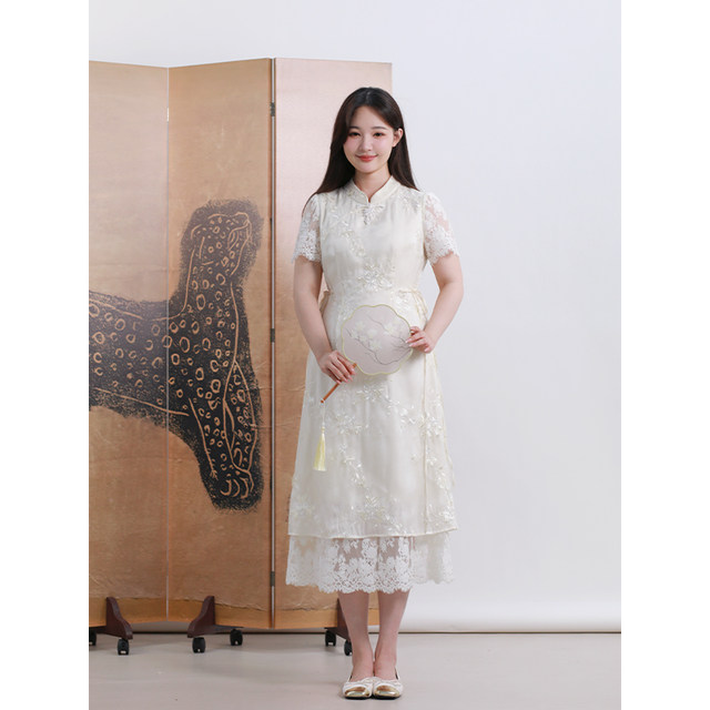 
Xia Dada big size women's clothing New Chinese style high-end Chinese style fashionable temperament elegant slim slim dress