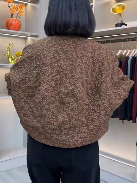 New C2025 Fashion Mom's Face C2025 Fashionable Fashion Style Jacquard Lapel Long Sleeve Top for Women