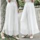 High-end embroidered pure large size women's summer thin style high waist big swing nine-point slim white casual double-layer wide-leg skirt pants
