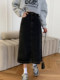 Large -size black half body skirt covering the belly fat sister MM span pear shape
