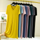 Modal short-sleeved dress for women summer casual home nightgown solid color a-line skirt large size loose long skirt