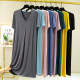 Modal short-sleeved dress for women summer casual home nightgown solid color a-line skirt large size loose long skirt