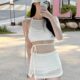South Korea 2024 new swimsuit women's split sexy skirt Bikini pure color white high -level sense inspiration ins
