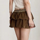 Amyway corduroy autumn and winter ruffle edge A-line hot girl cake skirt double layer splicing short skirt