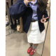 Korean gentle white mid-skirt for women with high waist A-line slim simple commuting versatile mid-skirt