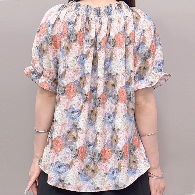 Large size women's lotus leaf sleeves one-length neck two-sleeved fashionable shirt for summer loose slim round neck versatile shirt