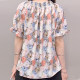 Large size women's lotus leaf sleeves one-length neck two-sleeved fashionable shirt for summer loose slim round neck versatile shirt