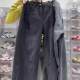 Thickened vintage straight jeans for women in autumn and winter large size fat MM loose slim scimitar wide-leg floor pants