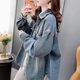 Large size women's fat mm denim thin jacket for women's spring and autumn new Korean loose and versatile design top
