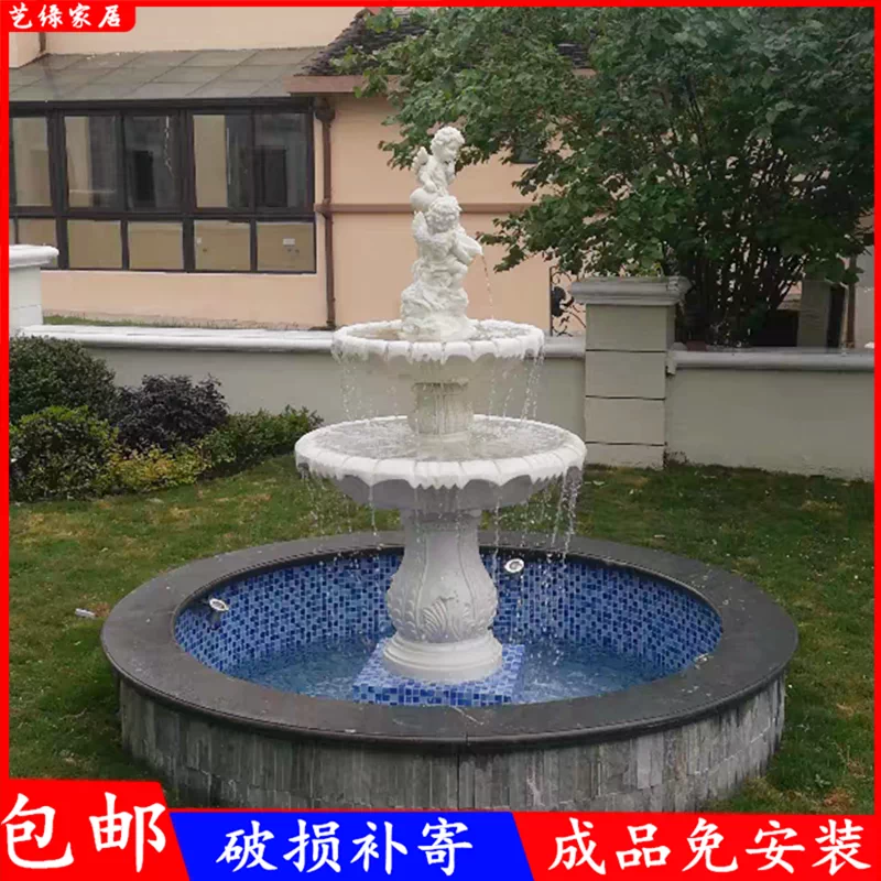 欧式大型园林造景婚庆雕塑喷泉装饰庭院阳台鱼池花园流水招财