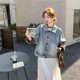 Plaid spliced ​​denim jacket for women in spring and autumn 2025 new Korean popular high-end short jacket tops