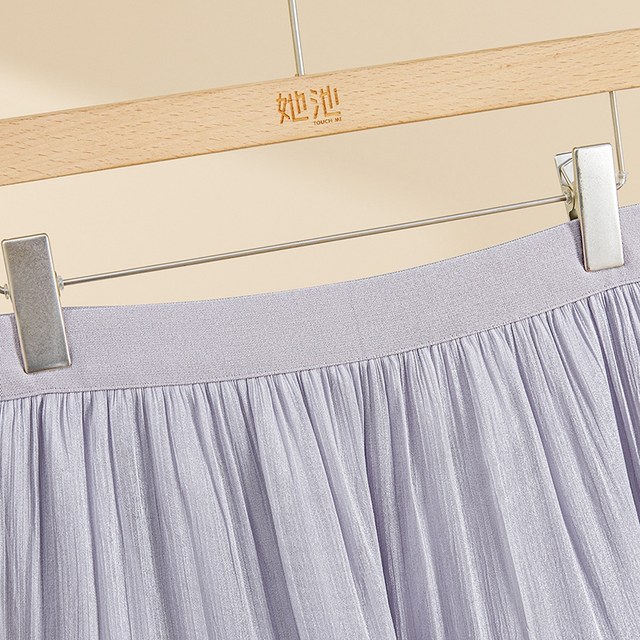 She Chi A-line skirt 2025 autumn clothes new women's clothing fresh and gentle style spliced ​​elastic waist midi skirt