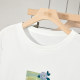 Her Chi Yuanling T -shirt 2025 Summer New Women's Sweet Hot Diamond Printing Wood Ear Loose Leisure Top
