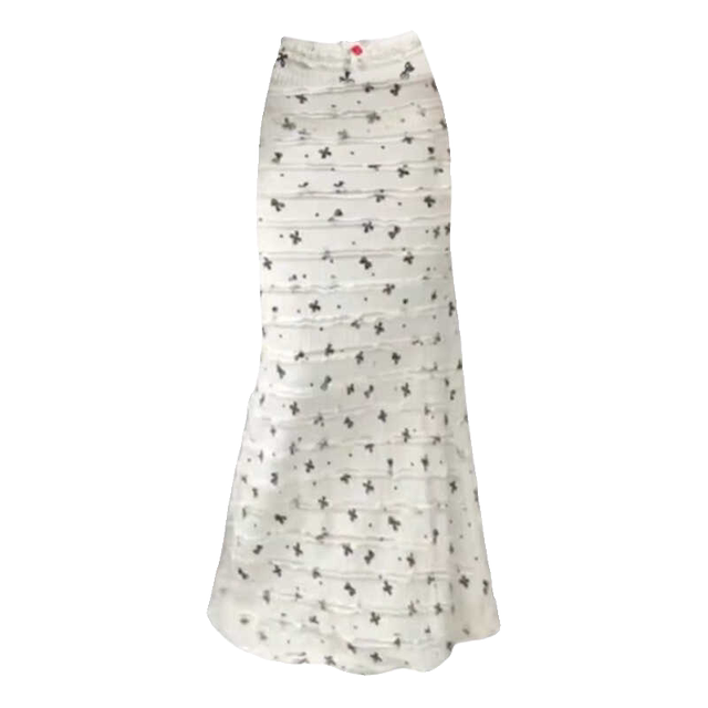 Self-organized fake style bow printed lace floral fishtail skirt pure long skirt mid-length hip skirt women