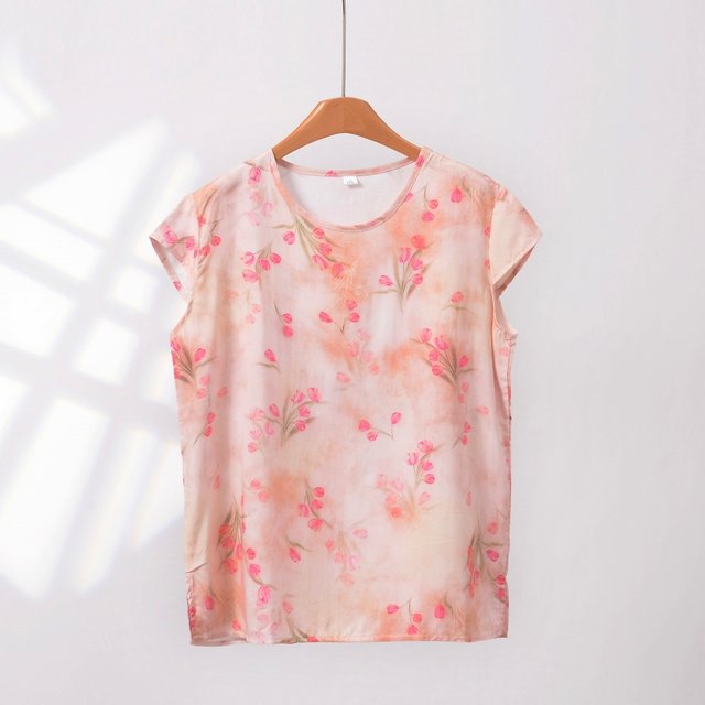 Cotton silk top women's new single piece for middle-aged and elderly women's artificial cotton home wear pullover short-sleeved women's plus size mother's wear