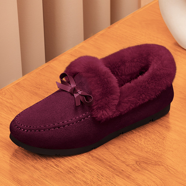 Mao Mao Shoes Women's Autumn and Winter Casual Soft -bottom Soft -bottoming Old Beijing Foot Shoes and Velvet Moms Piece Warm Soya Fasculty
