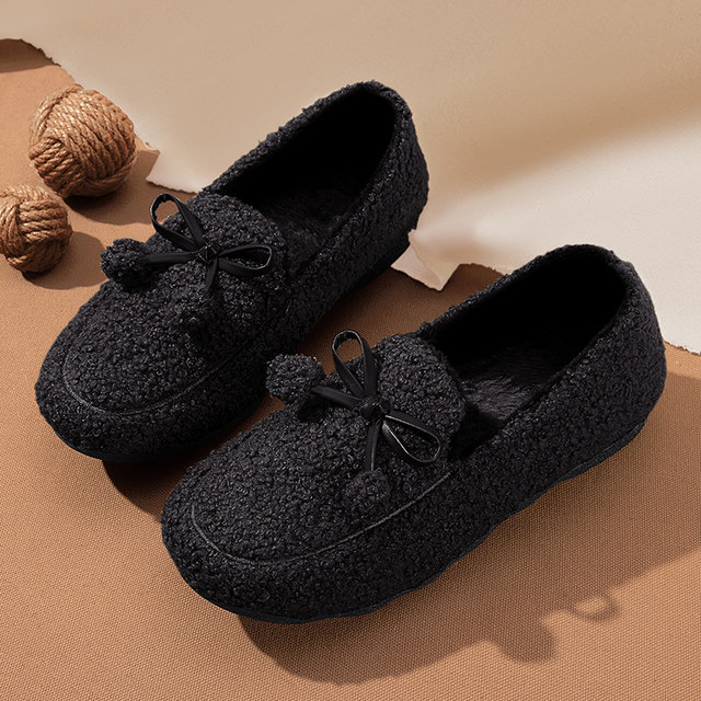 Doudou shoes women's velvet 2025 winter thickened old Beijing cloth shoes for outer wear one-on-two cotton shoes warm furry shoes